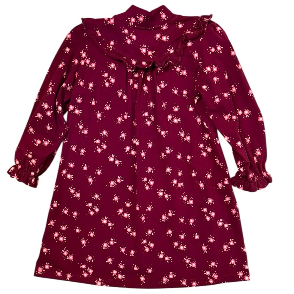Forever Young by Sue Gang Girls Dress 7Y Vintage Style Floral Burgundy Ruffle - Picture 2 of 7